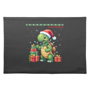 Santa Turtle Christmas Ugly Sweater Funny Holiday Cloth Placemat