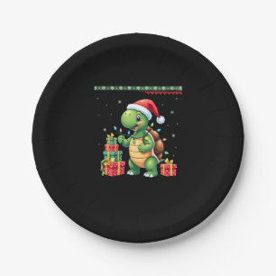 Santa Turtle Christmas Ugly Sweater Funny Holiday Paper Plates