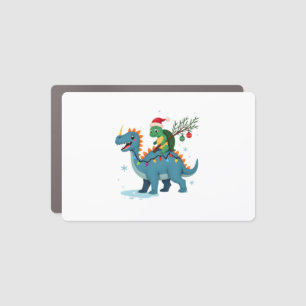 Santa Turtle Riding T-Rex Reindeer Christmas Light Car Magnet