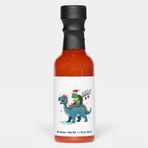 Santa Turtle Riding T-Rex Reindeer Christmas Light Hot Sauces