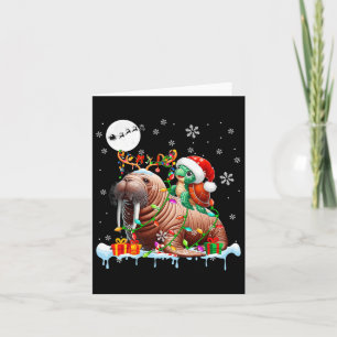 Santa Turtle Riding Walrus Reindeer Christmas Sea  Card