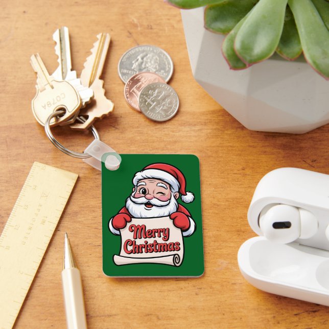 Santa Twinkle "Merry Christmas" Keychain (Desk)