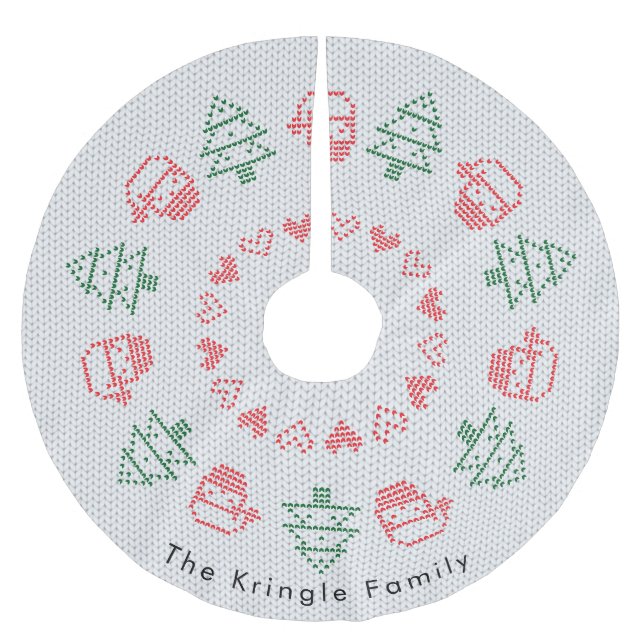  Santa Ugly Christmas Sweater Brushed Polyester Tree Skirt (Front)