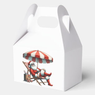Santa under a Beach Umbrella Christmas Favor Boxes