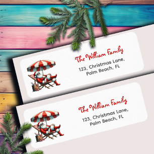 Santa under a Beach Umbrella Return Address Label