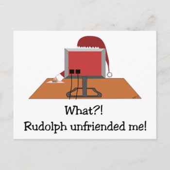 Santa Unfriended By Rudolph - Funny Christmas Card by HolidaysShoppe at Zazzle
