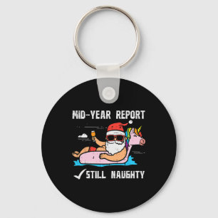 Santa Unicorn Floatie Still Naughty Funny Christma Keychain