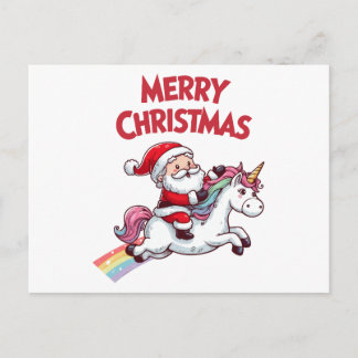 Santa Unicorn Merry Christmas Postcard