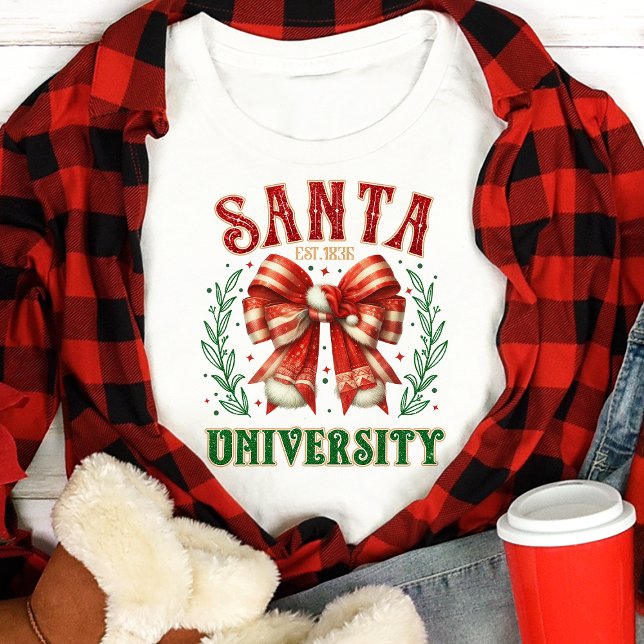 Santa University Bow Coquette Christmas Tri-Blend Shirt (Creator Uploaded)