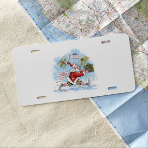 Santa Unprepared aluminum car license plate