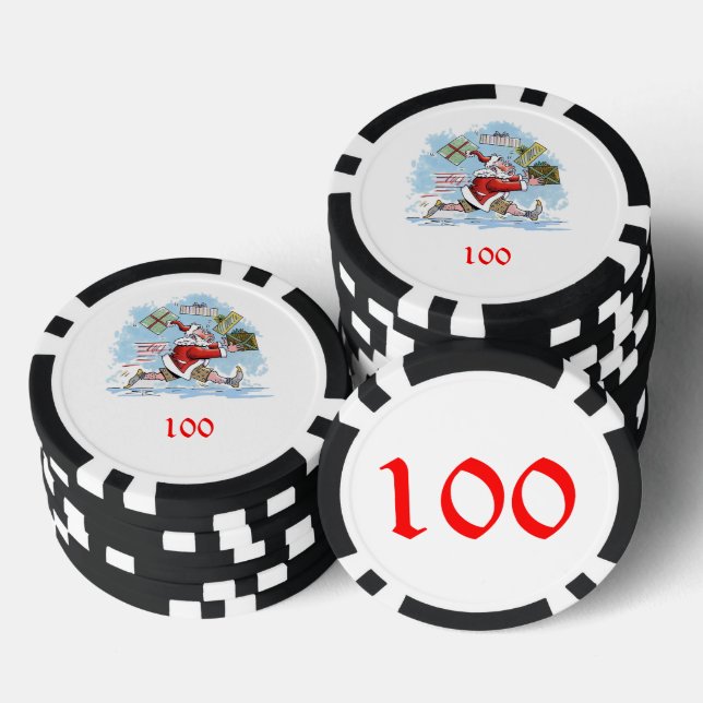 Santa Unprepared black 100 striped poker chip (Stack)