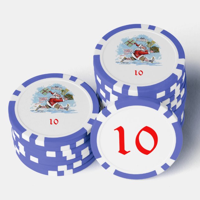 Santa Unprepared blue 10 striped poker chip (Stack)