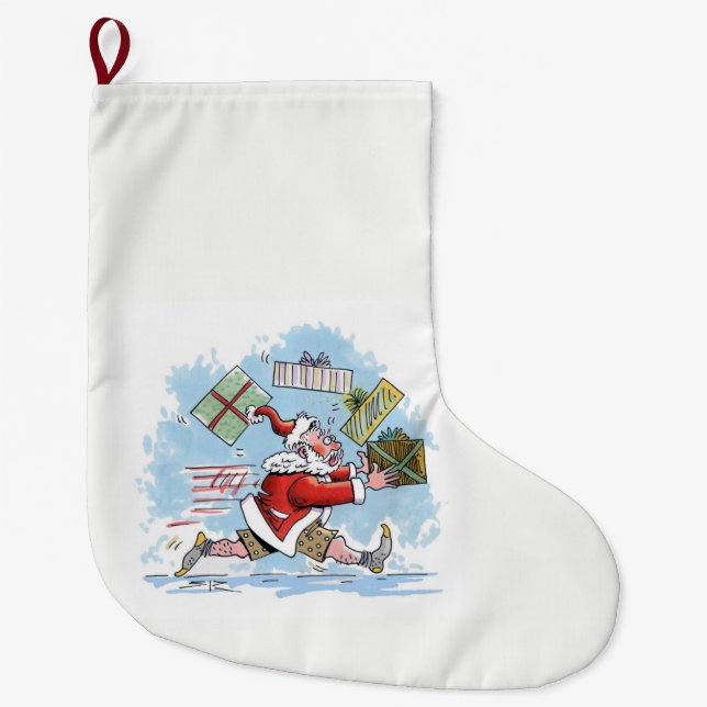 Santa Unprepared Christmas stocking large (Front)