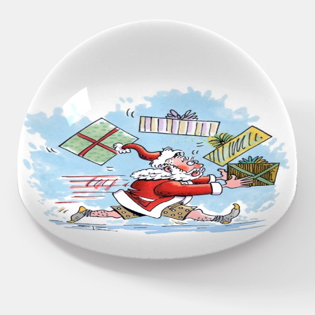 Santa Unprepared glass dome paperweight (Angled)