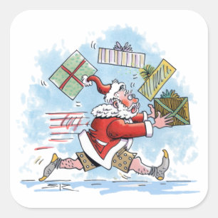 Santa Unprepared large square stickers