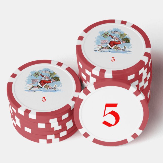 Santa Unprepared red 5 striped poker chip (Stack)