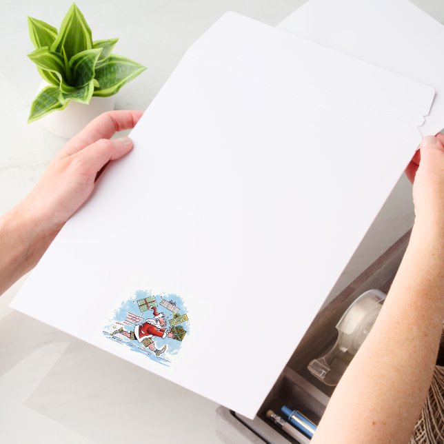 Santa Unprepared vrt med shipping envelope mailers (Desk)