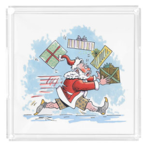 Santa Unprepared white square acrylic tray