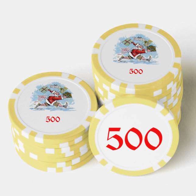 Santa Unprepared yellow 500 striped poker chip (Stack)