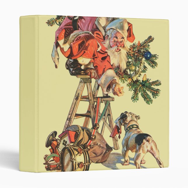 Santa Up a Ladder 3 Ring Binder (Front/Spine)