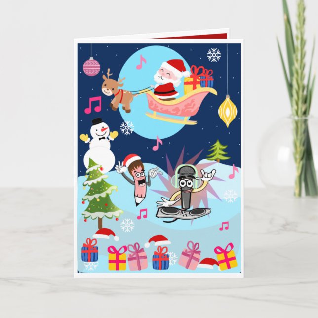 Santa Up, Up and Away | Holiday Card (Front)