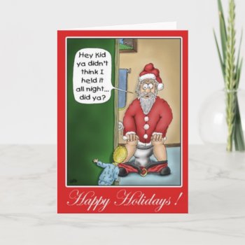 Santa Using The Restroom Holiday Card by Christmas_Galore at Zazzle