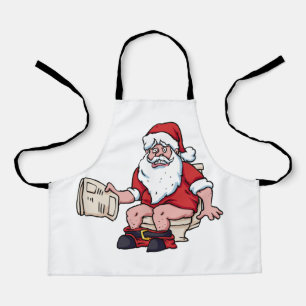 Santa Using Toilet Apron