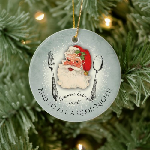 Santa utensils seasons eatings culinary Christmas Ceramic Ornament