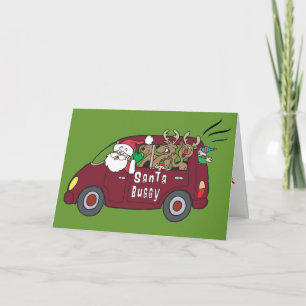 Santa Van with Reindeer Holiday Card
