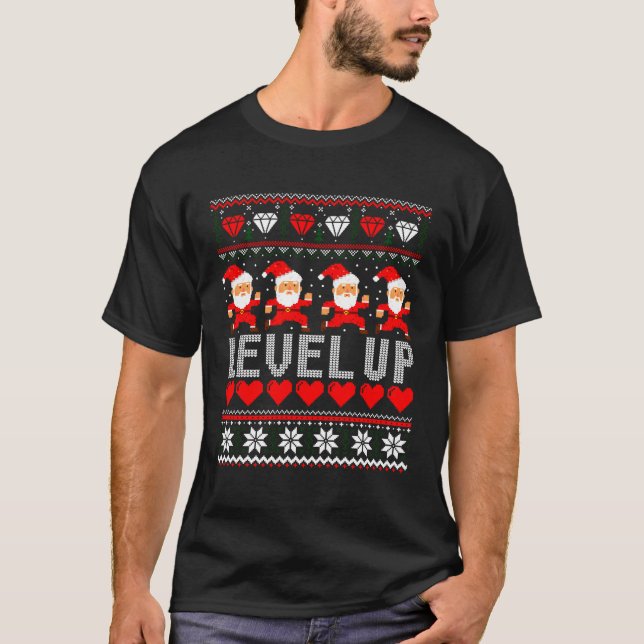 Santa Video Game Level Up Christmas Ugly Sweater (Front)