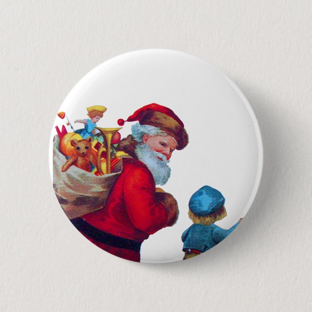 SANTA VINTAGE 2 PINBACK BUTTON (Front)