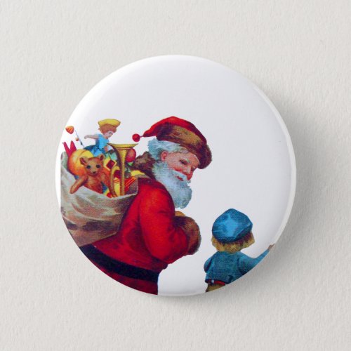 SANTA VINTAGE 2 PINBACK BUTTON