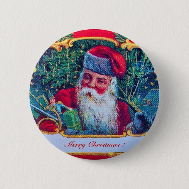 SANTA VINTAGE Christmas Button (Front)