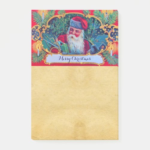 SANTA VINTAGE CHRISTMAS PARCHMENT POST_IT NOTES