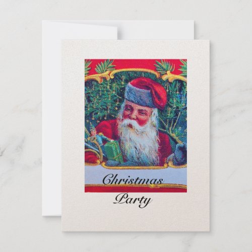 SANTA VINTAGE CHRISTMAS PARTY 1 champagne Invitation