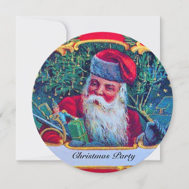 SANTA VINTAGE CHRISTMAS PARTY INVITATION (Front)