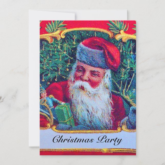 SANTA VINTAGE CHRISTMAS PARTY  INVITATION (Front)