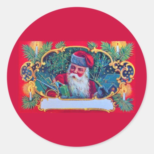 SANTA VINTAGE CLASSIC ROUND STICKER