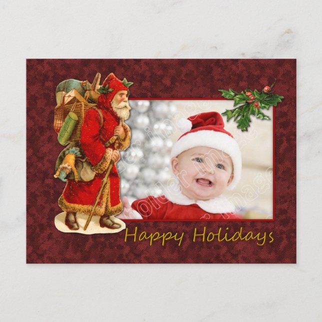 Santa Vintage Design Holiday Postcard (Front)