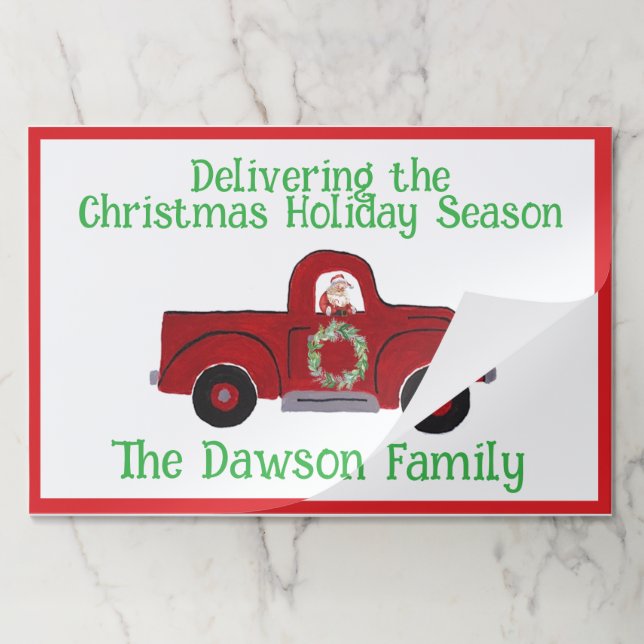 Santa Vintage Hand painted Red Truck Xmas Placemat (Folded)