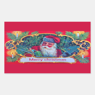 SANTA VINTAGE RECTANGULAR STICKER