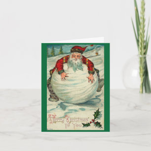 Santa Vintage Snowball Holiday Card