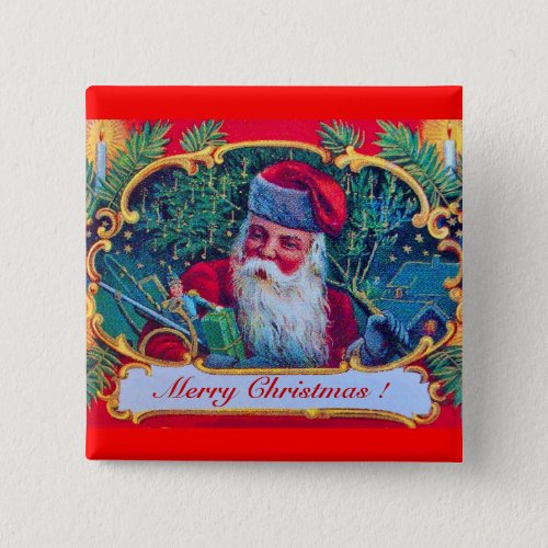 SANTA VINTAGE WITH CHRISTMAS GIFTS PINBACK BUTTON