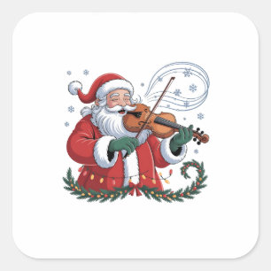 Santa Violin Player Violinist Christmas Music Xmas Square Sticker