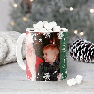 Santa Visit Two Photo Collage Christmas Keepsake Coffee Mug
