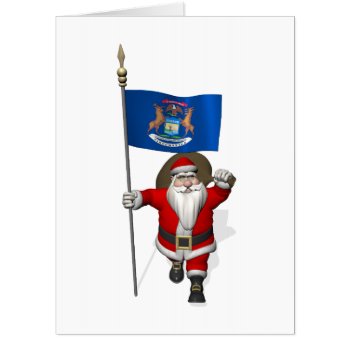 Santa Visiting Michigan Card by santa_claus_usa at Zazzle