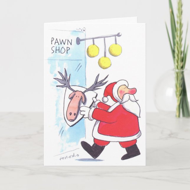Santa Visits a Pawn Shop Holiday Card (Front)