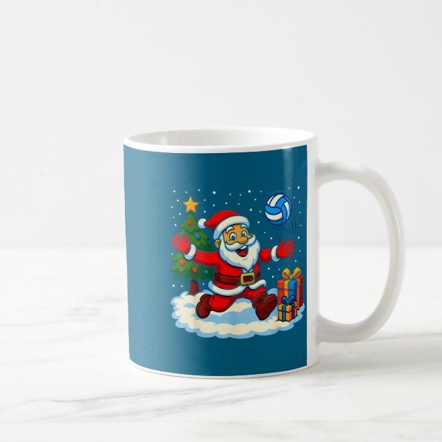 Santa Volleyball Playing Srt Christmas Tree Xmas P Coffee Mug (Right)
