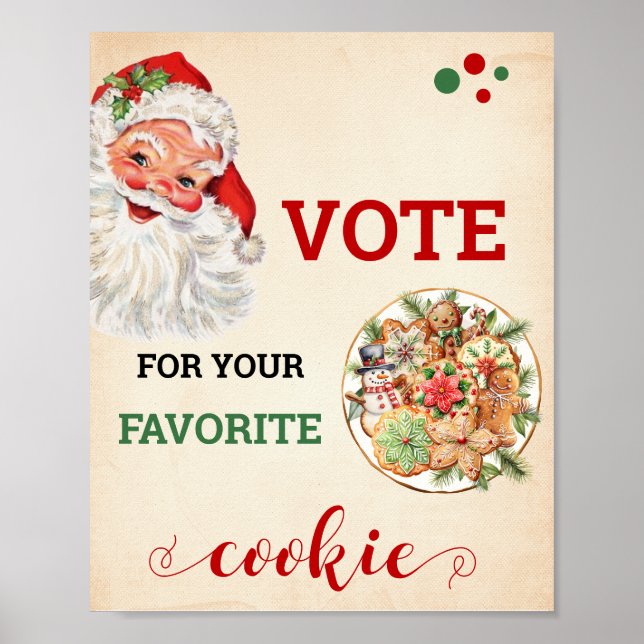 Santa Vote for Your Favorite Cookie Christmas Sign (Front)