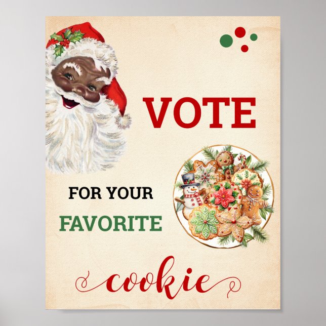 Santa Vote for Your Favorite Cookie Christmas Sign (Front)